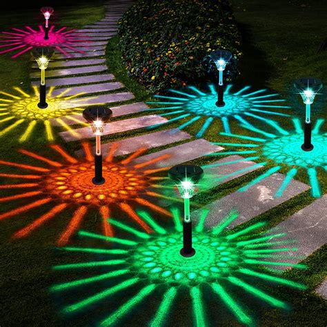 Bright Outdoor Solar Pathway Lights 6 Pack,Color Changing/Warm White ...