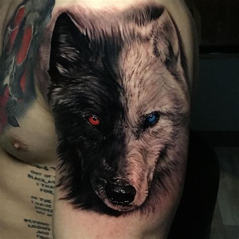 tattoo wolf duallity dual good bad red eye evil lone wolf Lone Wolf ...