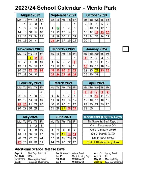 Menlo Park School District Calendar 2024 2025 - Cindi Delores