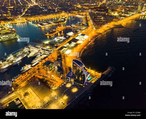 Night aerial view of Barcelona Stock Photo - Alamy