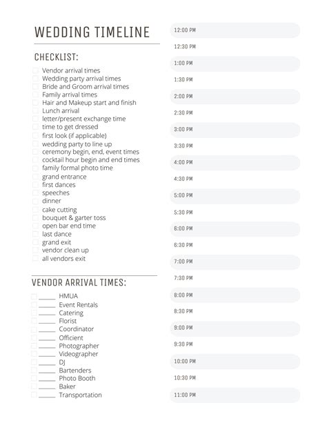 wedding day timeline template 4pm ceremony - Jordon Venegas