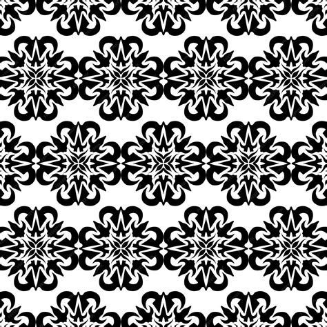 Premium Vector | Black and white seamless pattern with a floral motif.