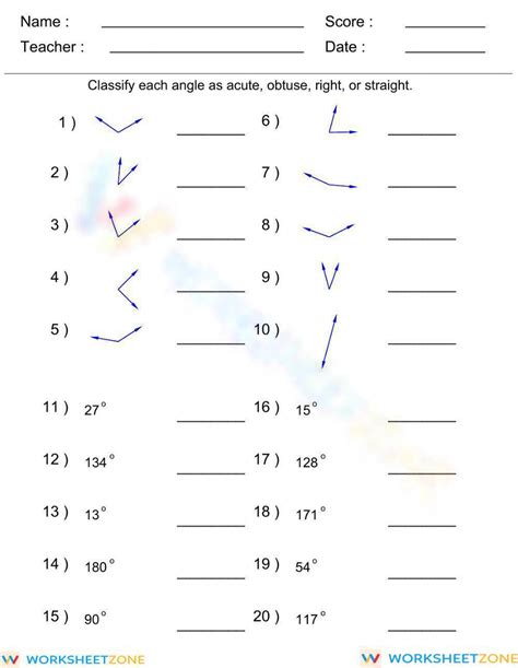 Free Interactive and Printable Angles Worksheet Collection