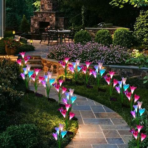 Solar-Powered Lily Flowers Illuminate Your Garden with Changing Colors