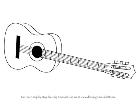 How to Draw a Acoustic Guitar on floor (Musical Instruments) Step by ...