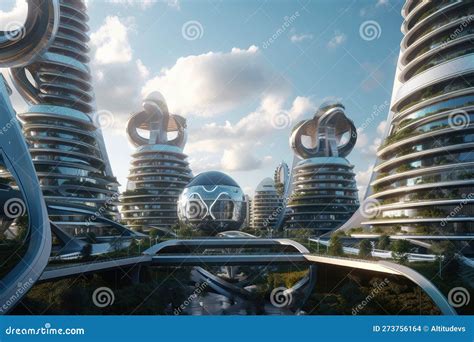 Utopian Future City, with Sleek and Modern Architecture Reflecting ...