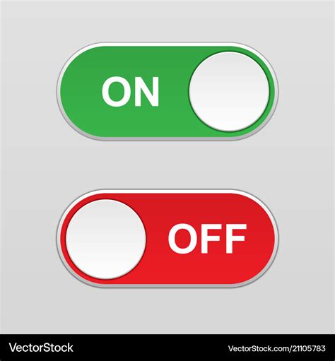 On and off toggle switch button Royalty Free Vector Image