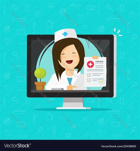 Telemedicine flat cartoon Royalty Free Vector Image