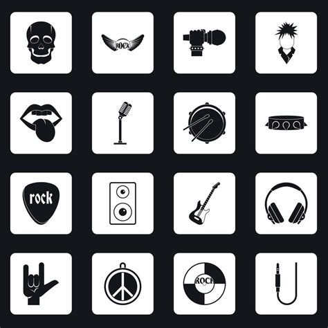 Rock music icons set squares vector 8290732 Vector Art at Vecteezy