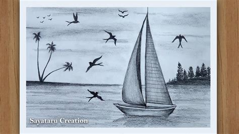 Simple Boat Pencil Drawing