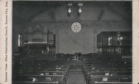 Interior View, First Presbyterian Church Kansas City, KS Postcard