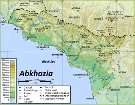 Abkhazia Physical Map - Ontheworldmap.com