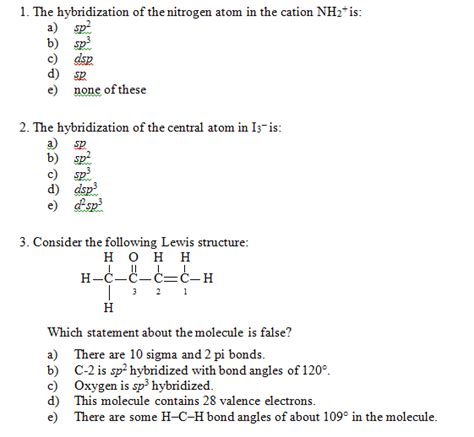 Solved 1. The hybridization of thenitrogen atom in the | Chegg.com