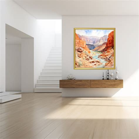 Grand Canyon Watercolor Painting Landscape Wall Art Design Decor Screen ...