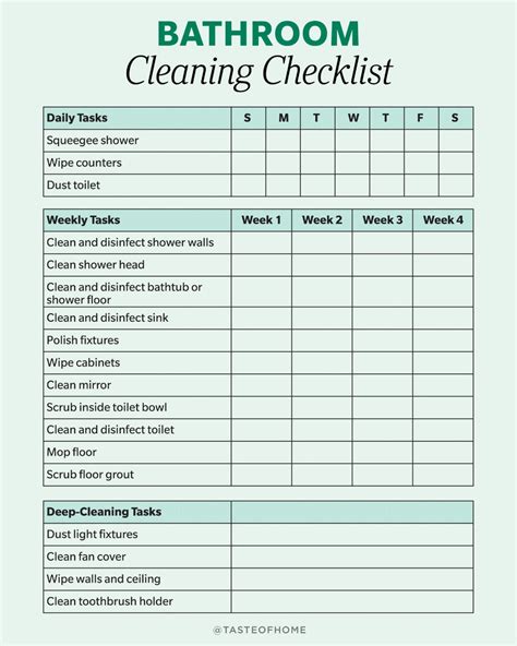 Bathroom cleaning schedule – Artofit