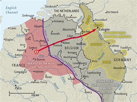 Armistice and occupation of Germany map | NZHistory, New Zealand ...