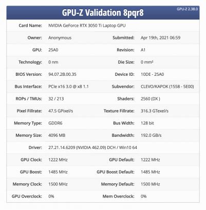 NVIDIA GeForce RTX 3050 Ti Mobile GPU Specs Confirmed In GPU-Z ...