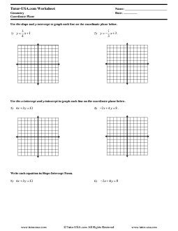 Worksheet: Slope Intercept Form - Point Slope Form - Lines in a ...