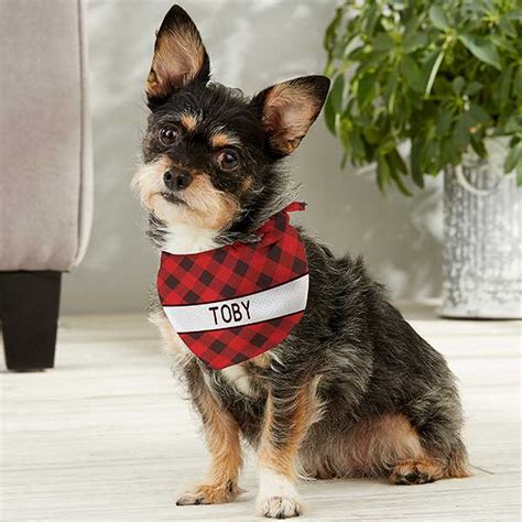 Holiday Plaid Personalized Christmas Dog Bandanas