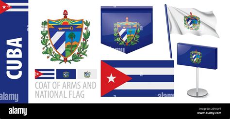 Vector set of the coat of arms and national flag of Cuba Stock Vector ...