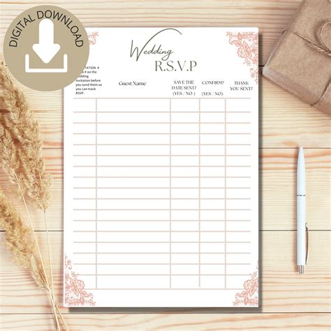 printable guest list planner, editable guest,RSVP template, birthday ...