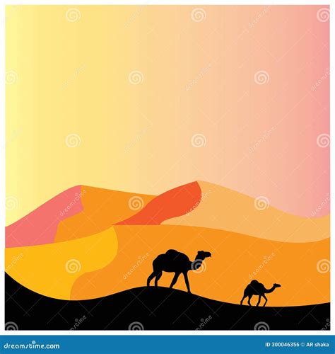 Camel with Sunset in the Desert Vector Illustration Design Stock Vector ...