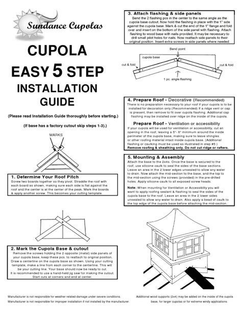 Cupola Installation Instructions - The Cupola Warehouse