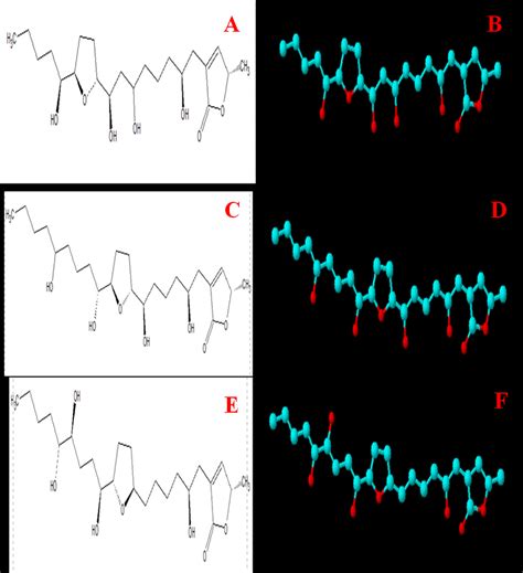 Structure of Compounds A -2-D structure of Muricin J B -3-D structure ...