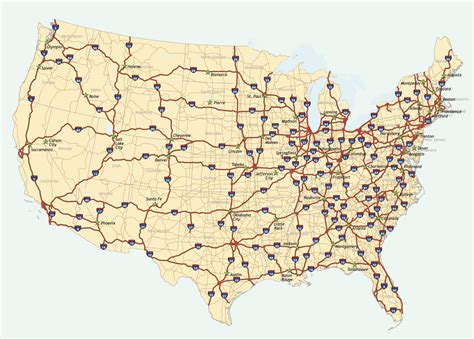 Us Map With Roads And Highways