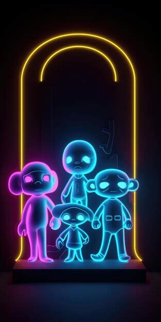 Premium Photo | Neon Cartoon Characters with Glowing Laser Beams