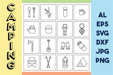 Camping Icon Set | Camping SVG | Hiking Graphic by Art's and Patterns ...