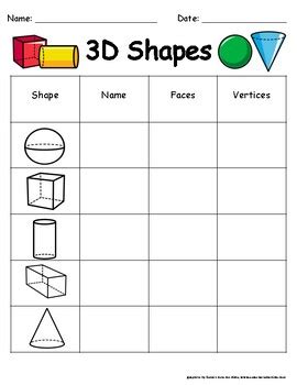 3D Shapes Worksheet by Just the Basics Curriculum | TPT