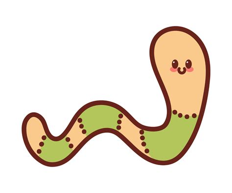 Cute smiling worm in cartoon style. Kawaii character drawing. Little ...