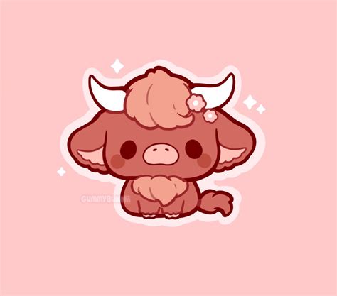 Highland Cow Sticker Stickers Cute Kawaii Decal Cut - Etsy