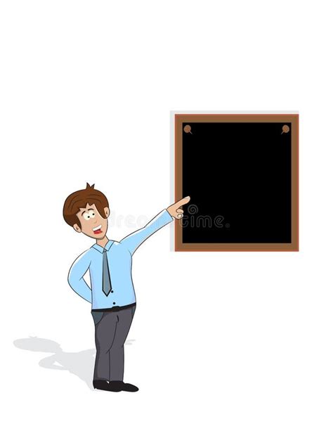 Cartoon Teacher Pointing To Blackboard Stock Vector - Illustration of ...