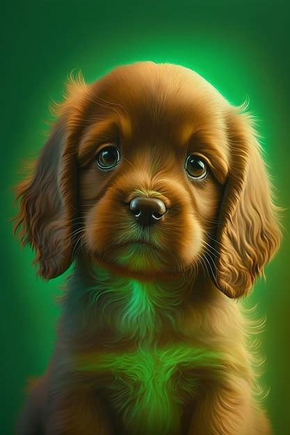 Premium Photo | A painting of a puppy with sad eyes.