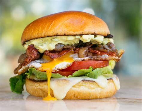 Egg Bacon Cheese Burger - Beer onions, cheese, American Mustard-Mayo