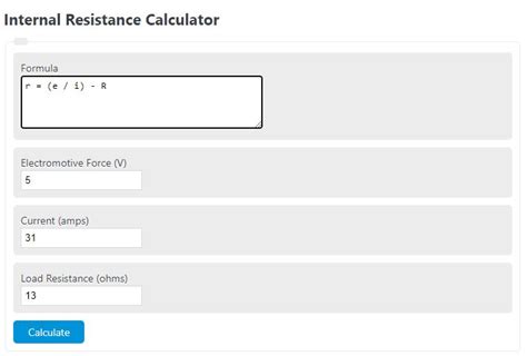 Internal Resistance Calculator - Calculator Academy