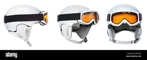 Set of snowboarding helmets Stock Photo - Alamy