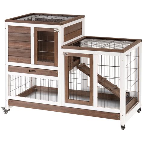 Belk Wooden Rabbit Hutch Elevated Pet House Bunny Cage Small Animal ...