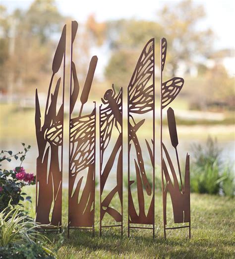 Five-Panel Weathered Metal Decorative Laser Cut Garden Stake ...