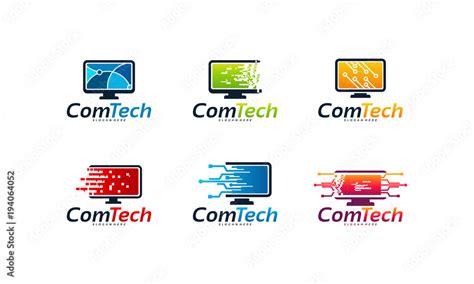 set of Computer Technology logo designs concept, Fast Computer logo ...