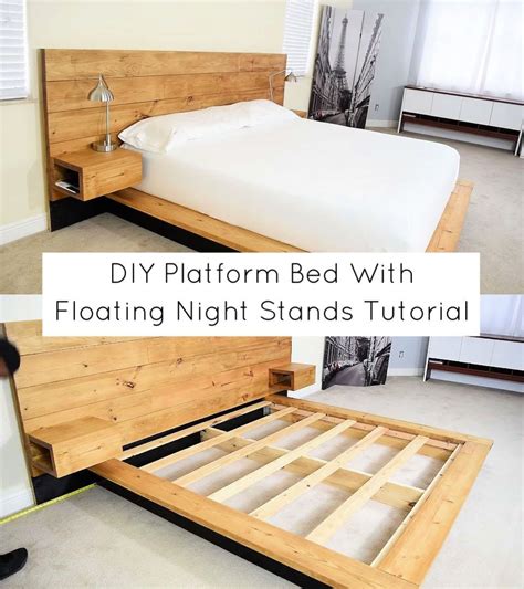 Diy platform bed with floating night stands tutorial – Artofit