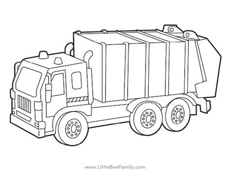 Garbage Truck Coloring Page - Little Bee Family