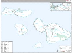 Maui County, HI Zip Code Wall Map Premium Style by MarketMAPS