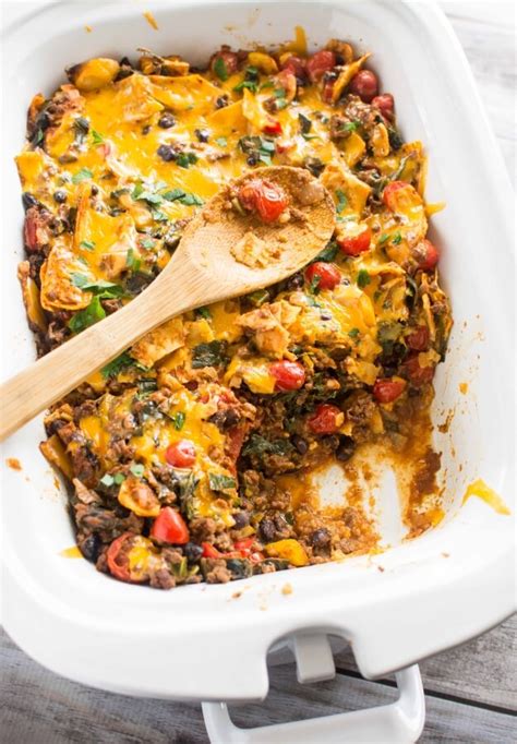 Slow Cooker Healthy Taco Casserole - Slow Cooker Gourmet