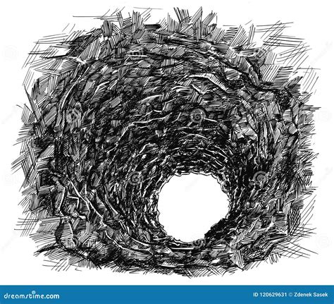 Vector Artistic Drawing Illustration of Cave Tunnel in Rock Stock ...