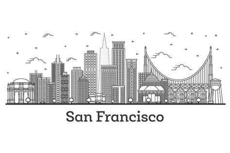 Outline San Francisco California City Skyline with (996076)