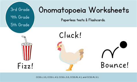 Onomatopoeia Worksheets Grades 3-5 - Grammar