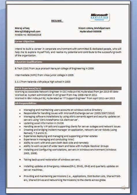 Professional Engineer Resume Format